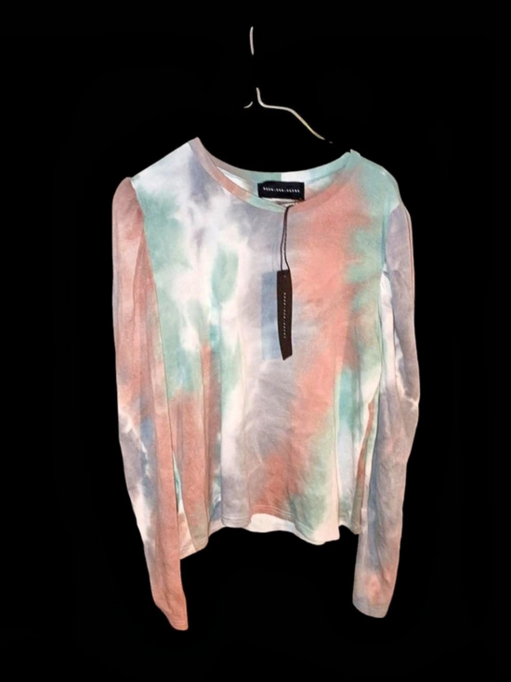 Long Sleeve Tie-Dye Top in Pink & Green NWT